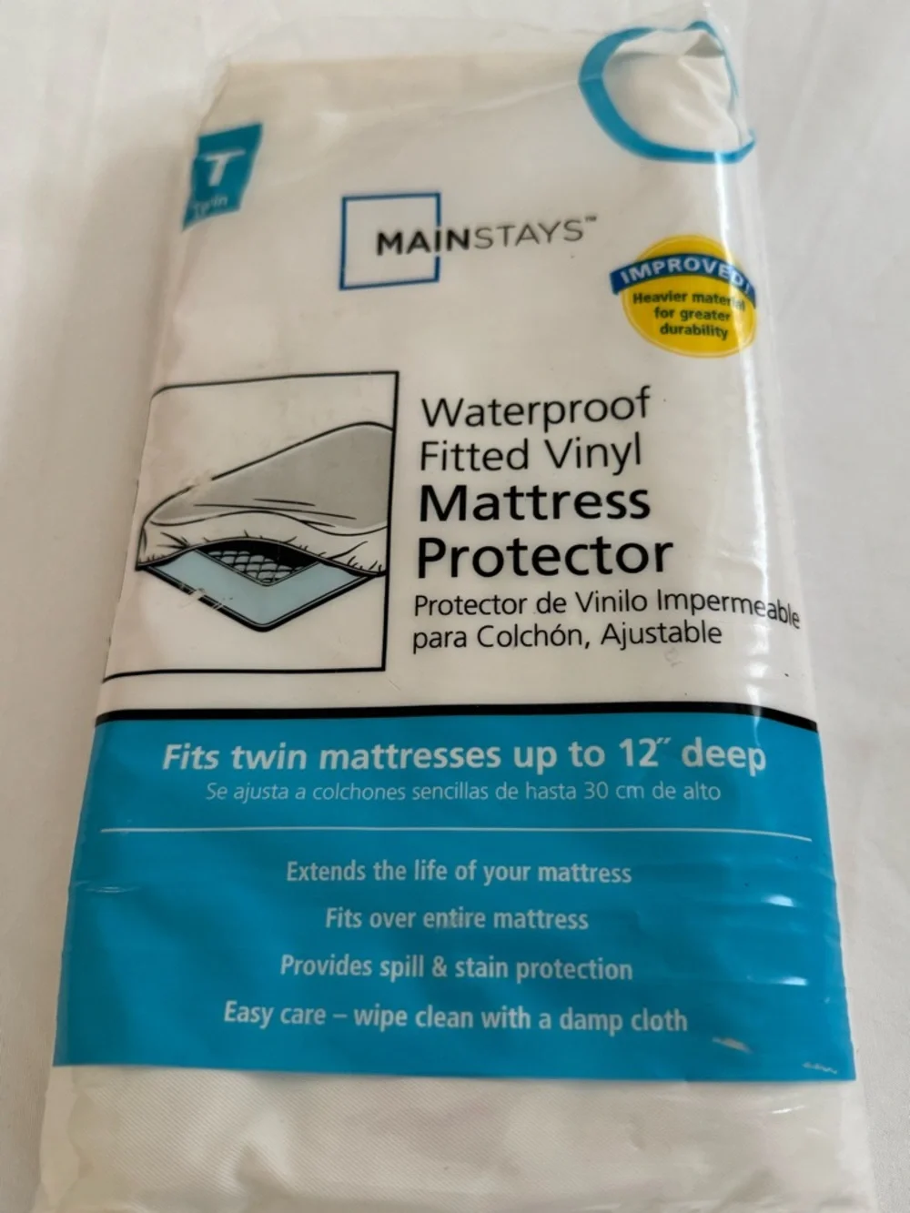 Mainstays  Waterproof Fitted Vinyl Mattress Protector - Twin New
